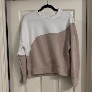 RBX Women's White and Tan Crew Neck Athletic Sweatshirt